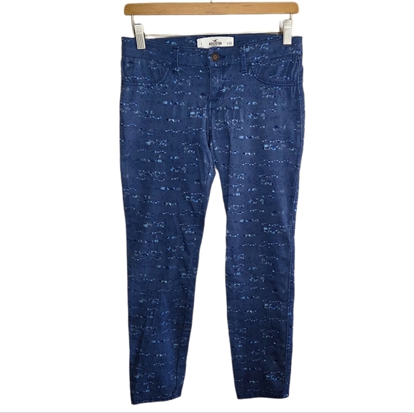 Hollister | Blue Print Skinny Cropped Jeggings Jeans Size 3 or 26 - Picture 1 of 4